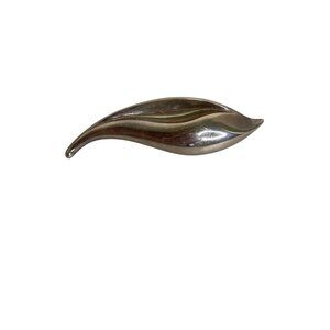 Vintage Jondell Spain signed Sterling Silver Elegant Curved Leaf Brooch Pin